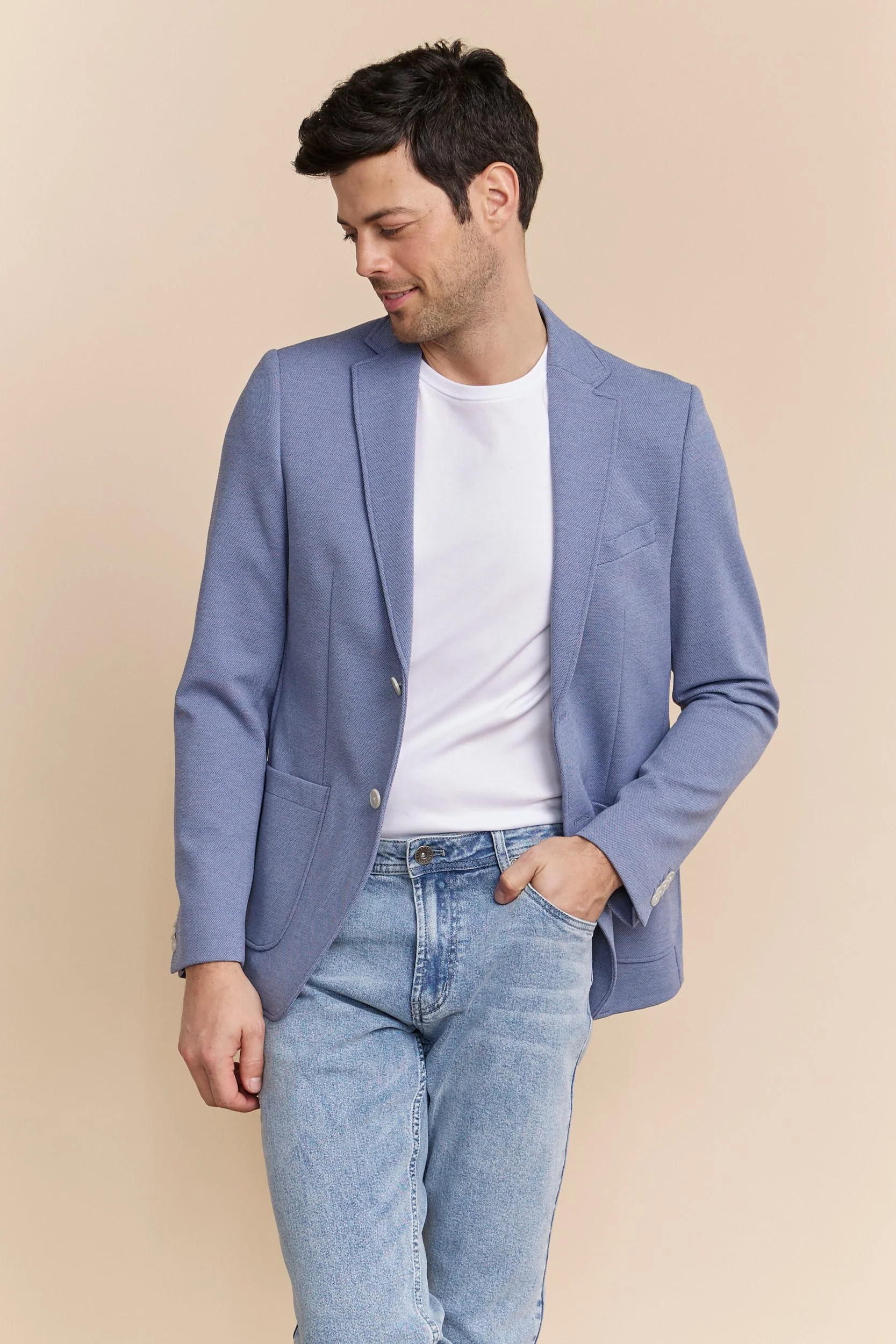 Two tone Fitted knit blazer - Image 6