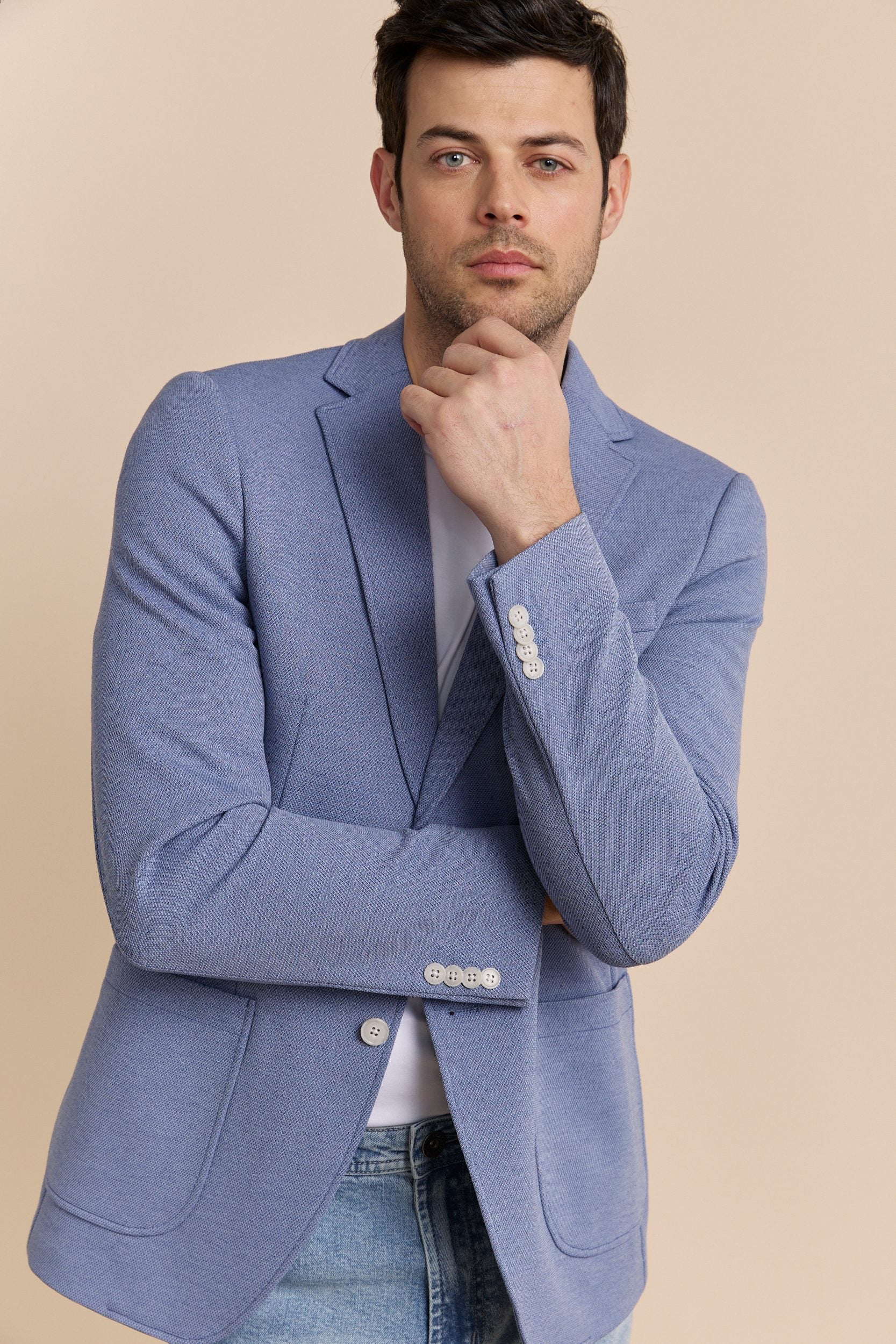 Two tone Fitted knit blazer - Image 8