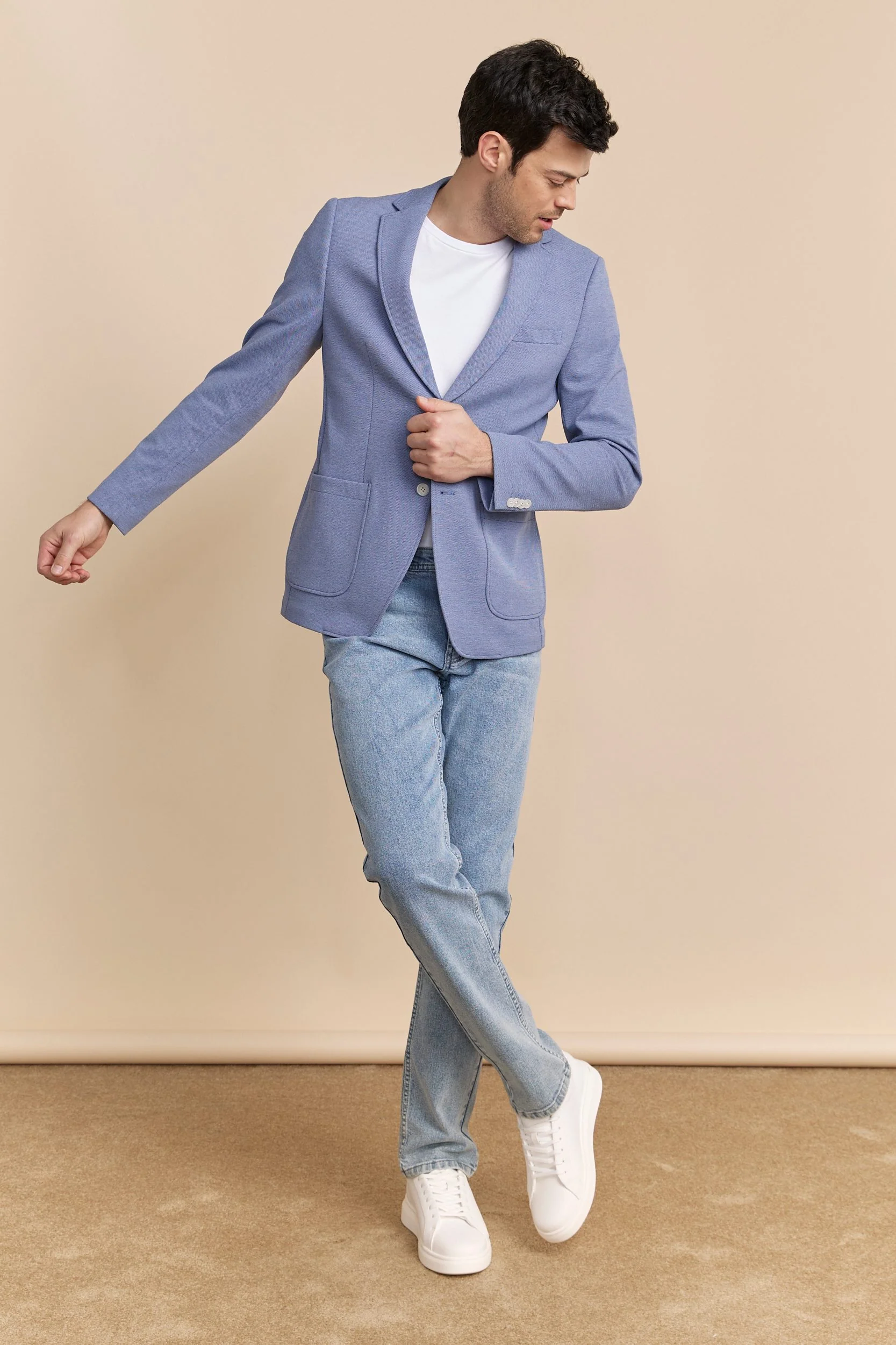 Two tone Fitted knit blazer - Image 9