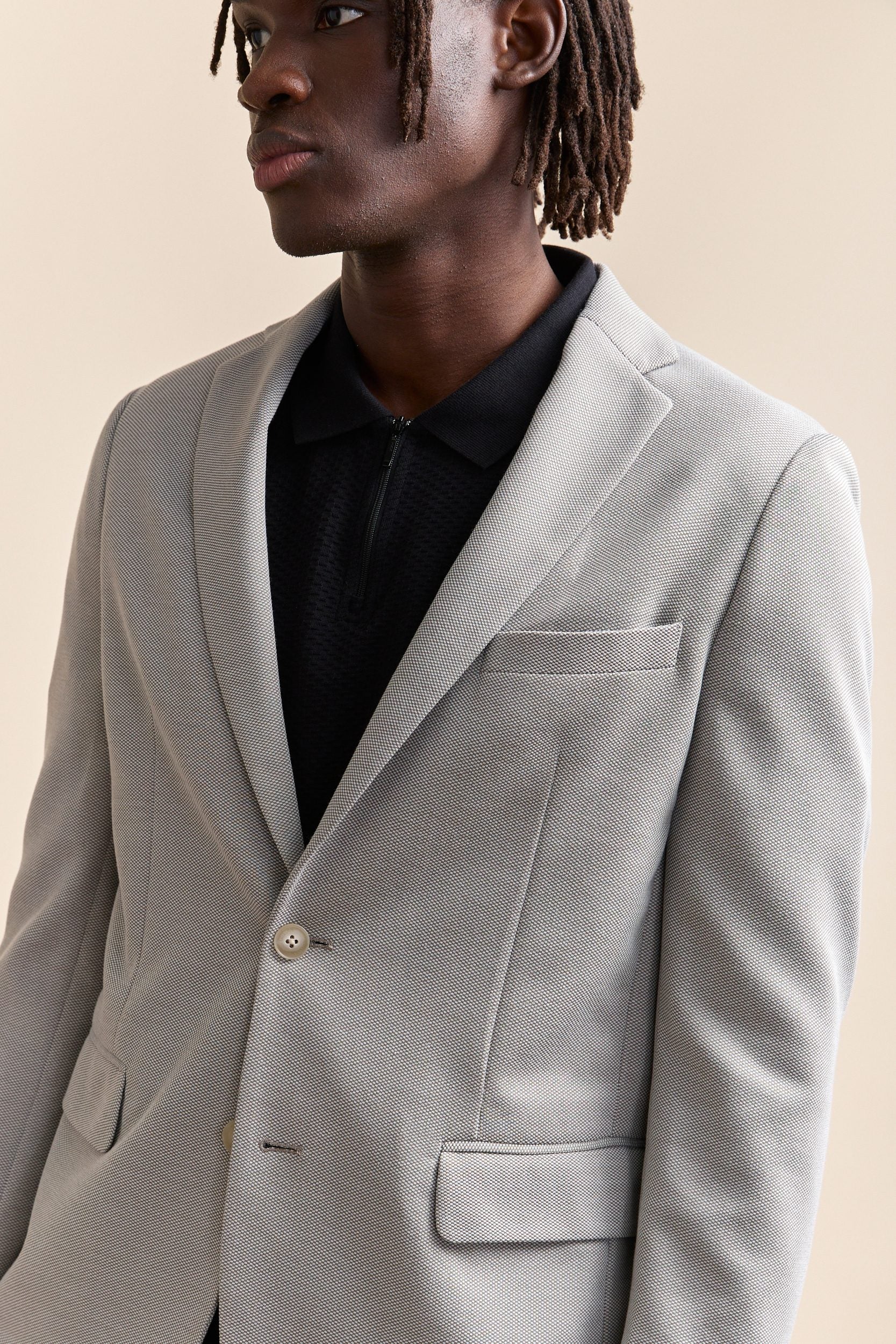 Two tone knit fitted blazer - Image 3