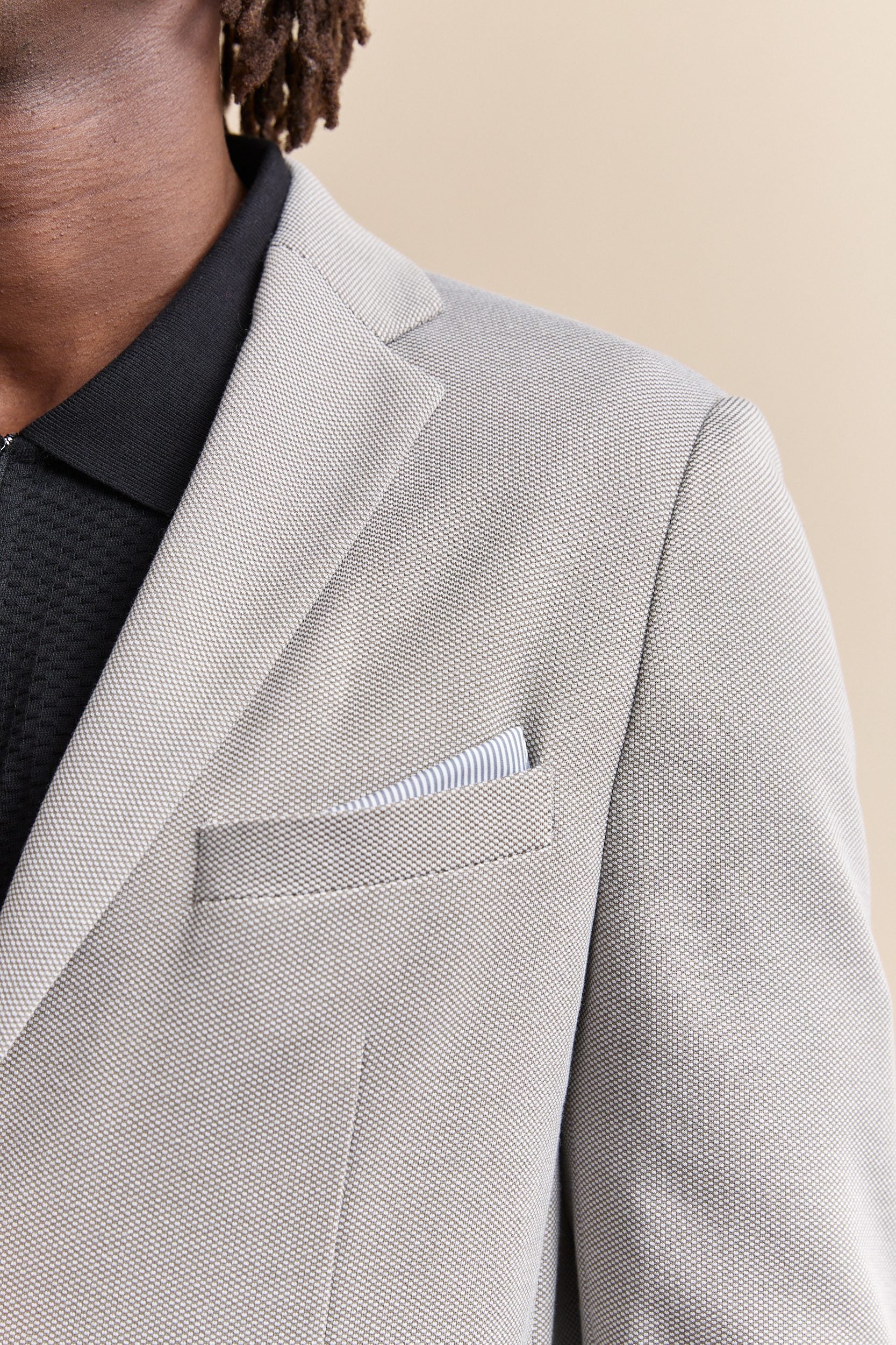 Two tone knit fitted blazer - Image 4