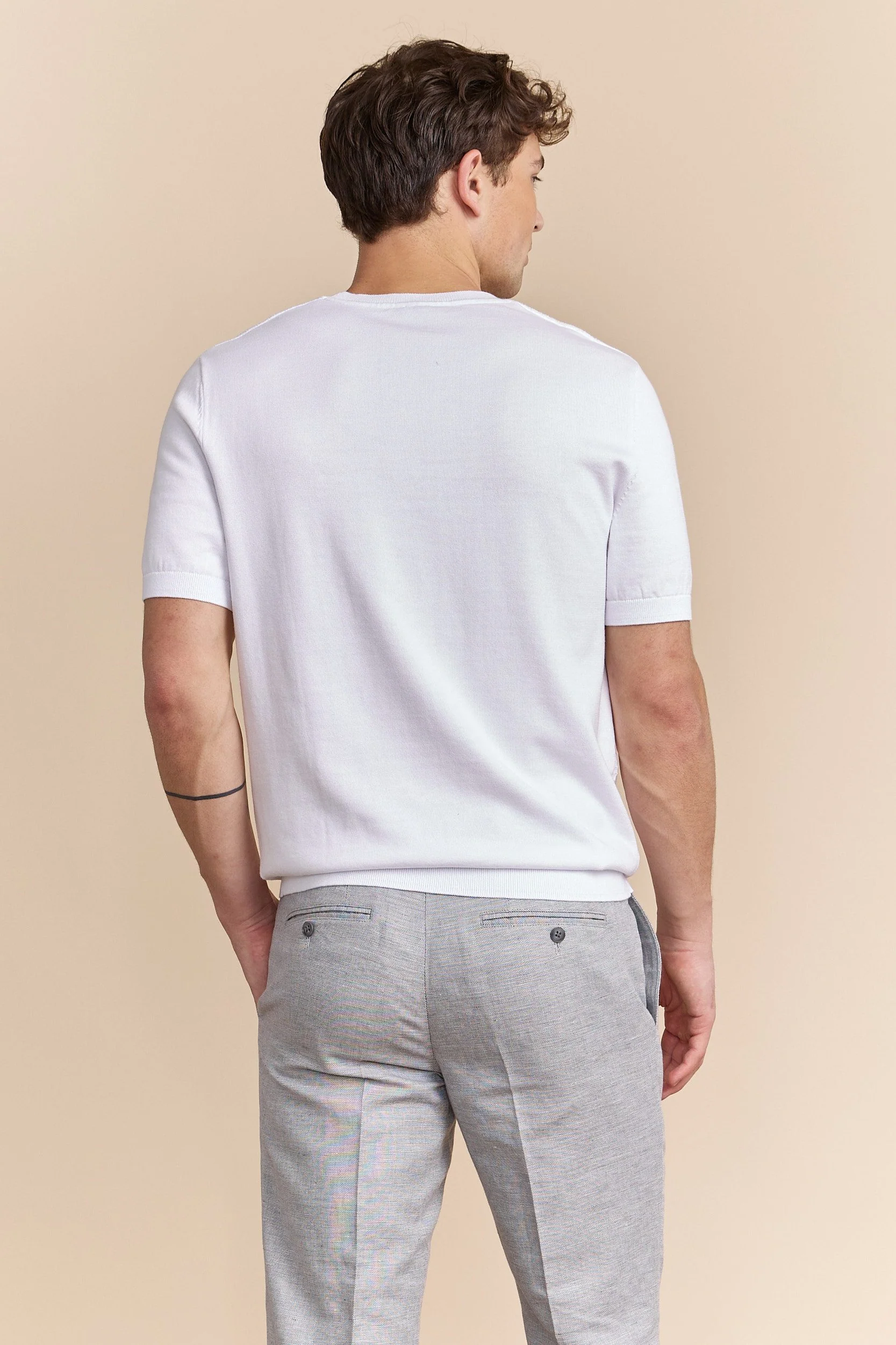 Two tone pointelle knit sweater - Image 6