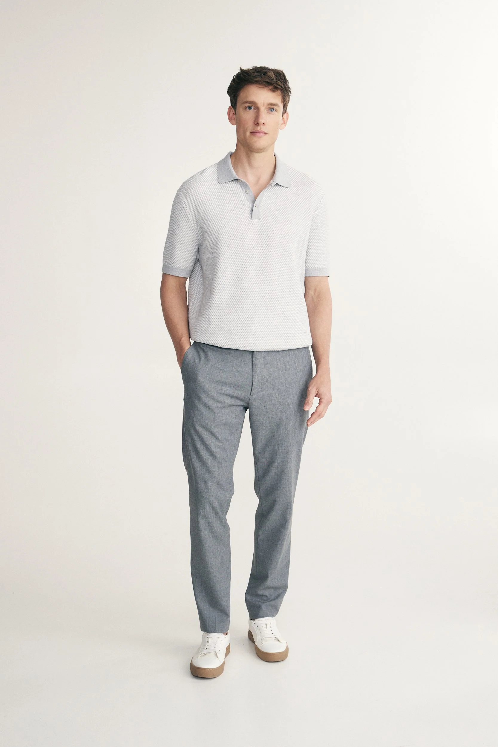 Two tone textured knitted polo - Image 3