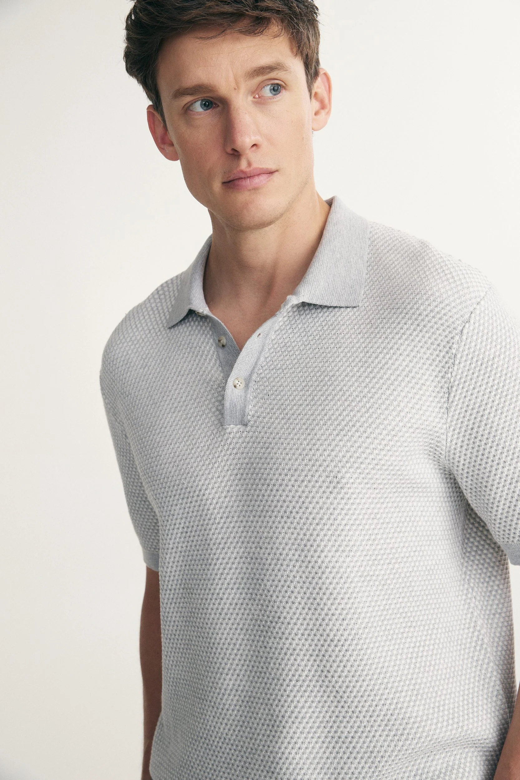 Two tone textured knitted polo - Image 4