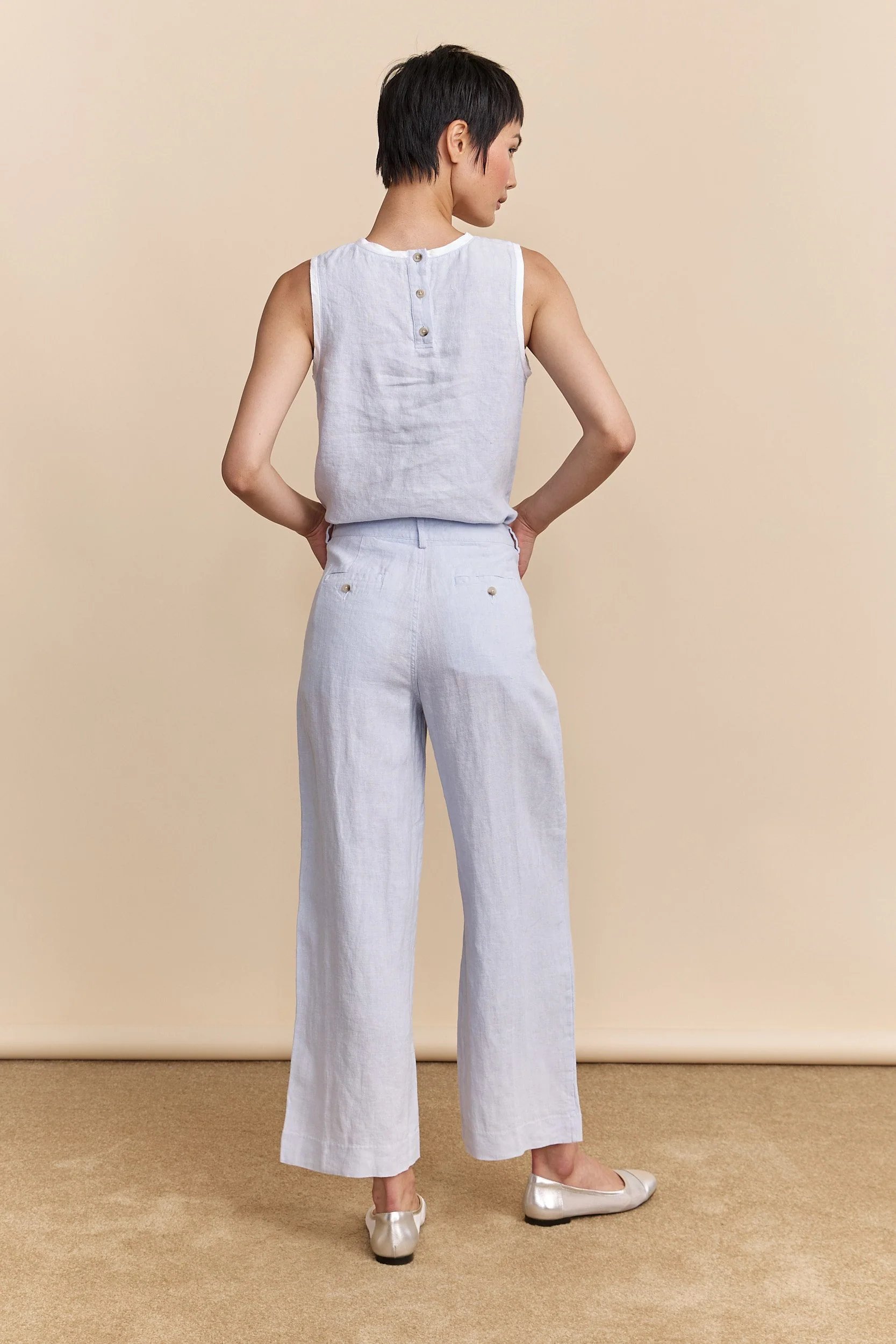 Wide leg crop linen pants - Image 4