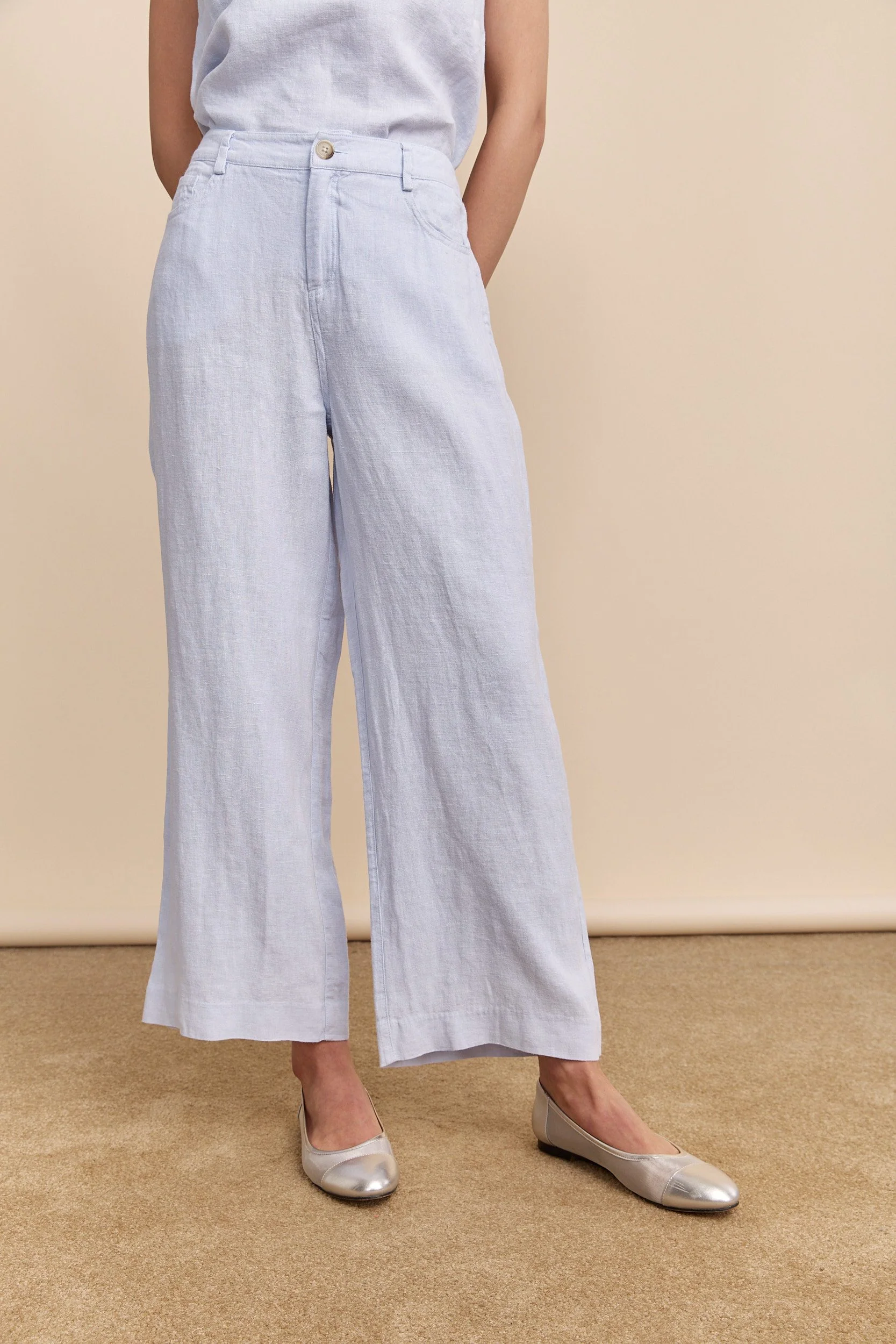 Wide leg crop linen pants - Image 5