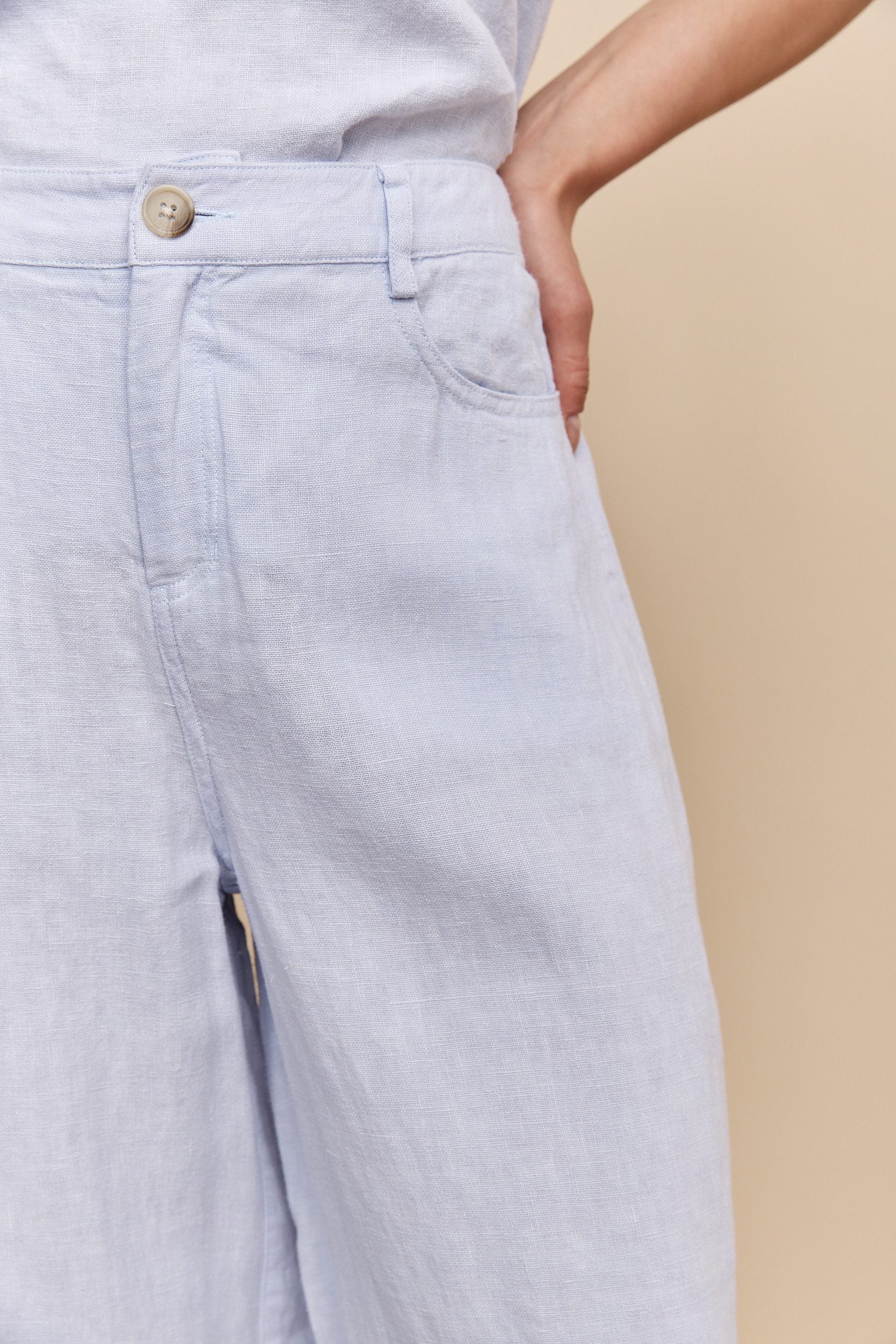 Wide leg crop linen pants - Image 6