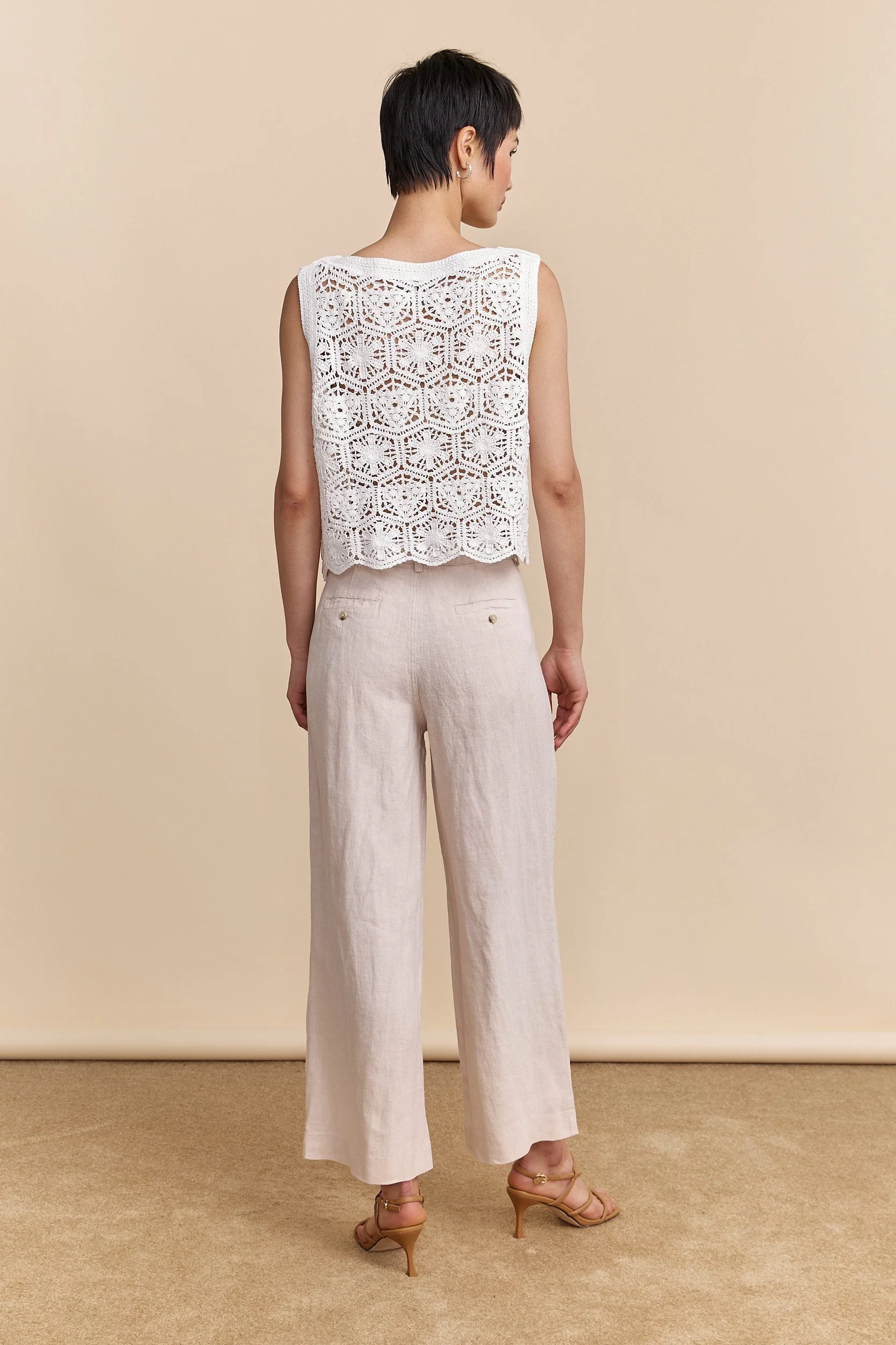 Wide leg crop linen pants - Image 7