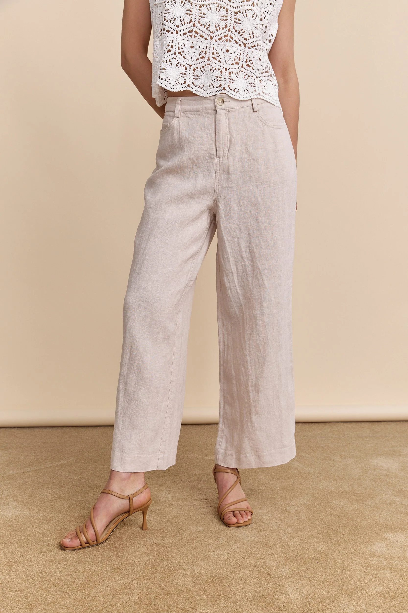Wide leg crop linen pants - Image 8